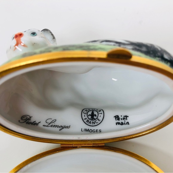 Limoges Trinket box - Chamart Limoges Porcelain Cat Box - Picture 13 of 15